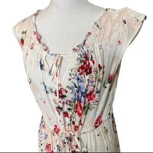 Torrid White Floral Cap Sleeve Cinched Waist Maxi Dress sz 2